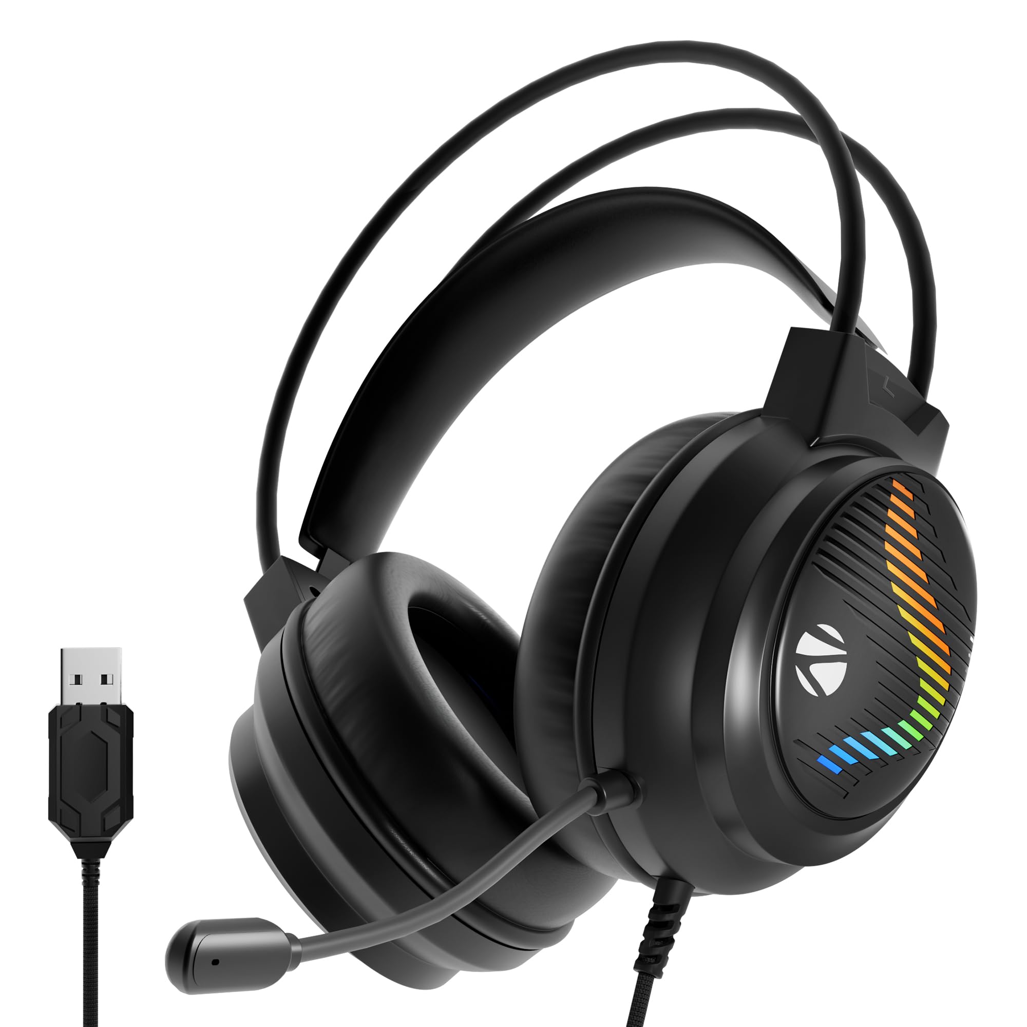 Zebronics Jet PRO Premium Wired Gaming On Ear Headphone with LED for Headband + earcups, 40mm Neodymium Drivers, 2 Meter Braided Cable, with mic, Suspension Design, 3.5mm + USB Connector (Black, Blue) — Amazon image 10