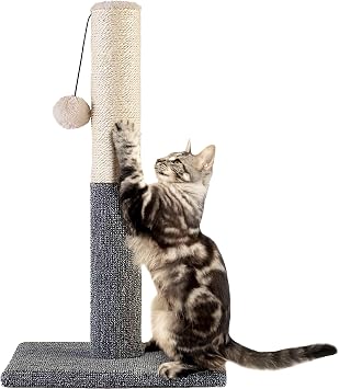 Pawbee 20" Cat Scratching Post with Hanging Ball, Modern Sisal Rope Pole, Scratcher Tower for Indoor Kitten