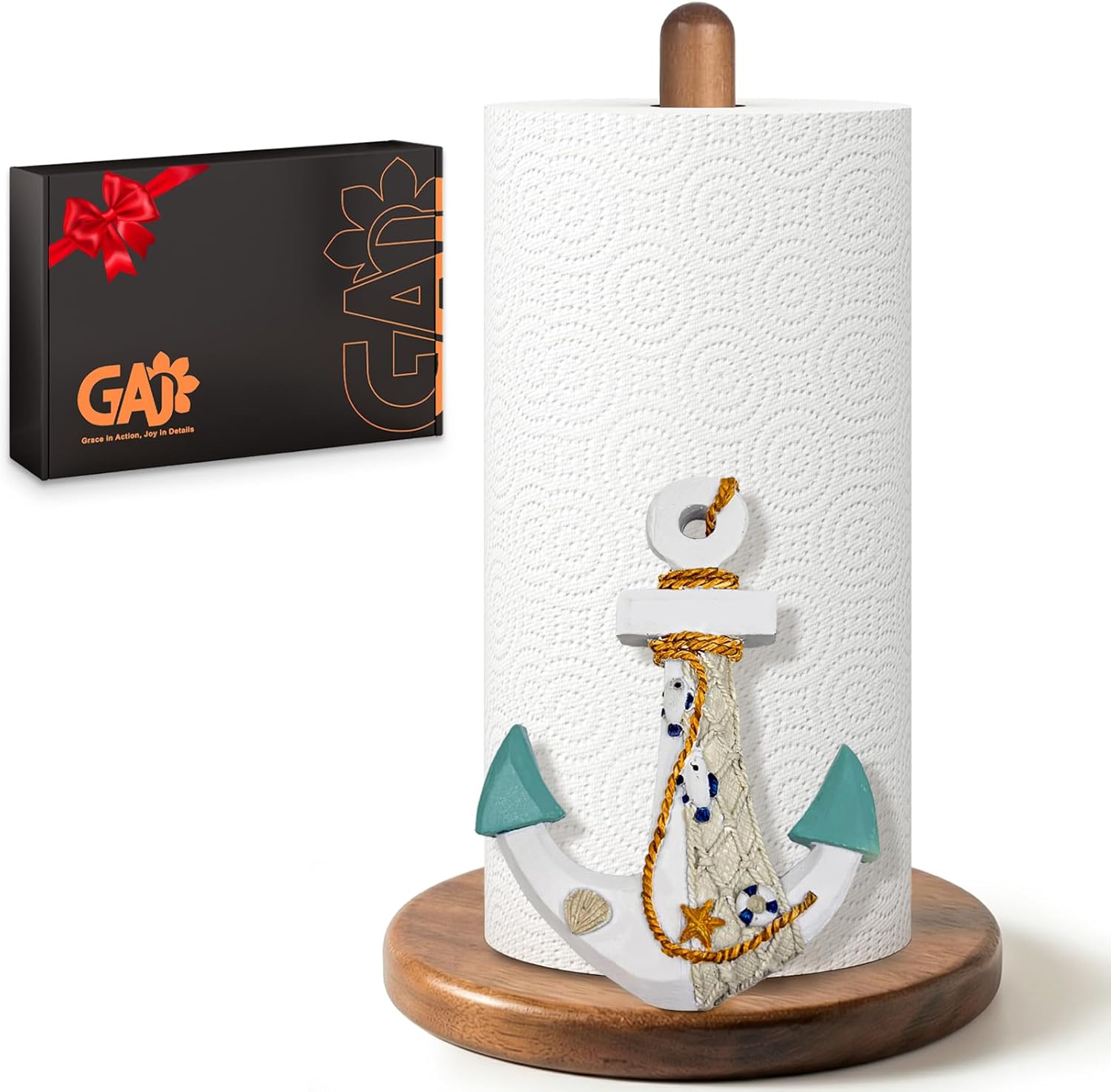 Ship’s Anchor Paper Towel Holder - Coastal/Beach/Ocean/Nautical House Decor for Kitchen Bathroom Home Countertop - Gifts for Women - 3D Cute Beachy Stuff Decorative Accessories