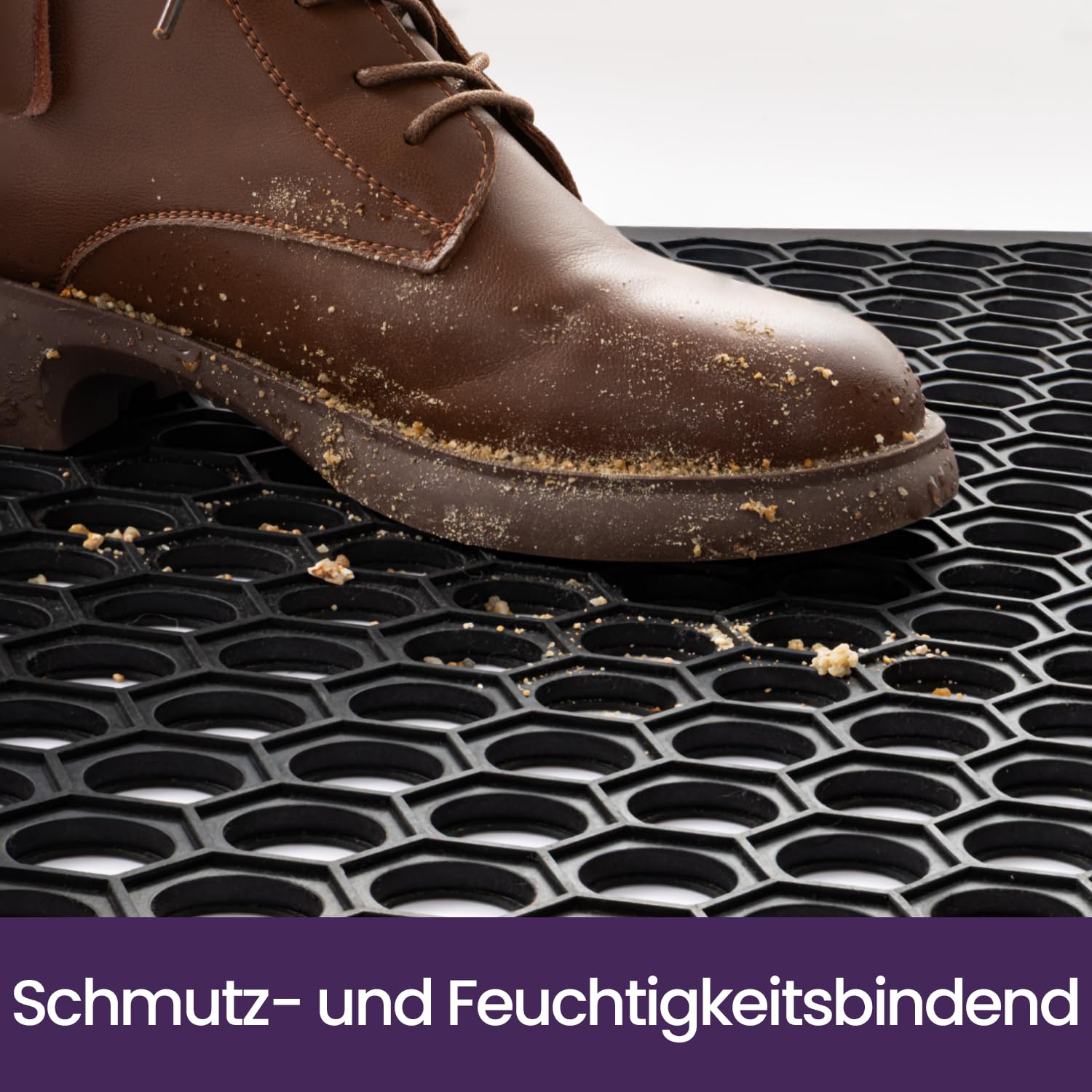 DEXI Fußmatte Außen 60 x 90 cm, rutschfest Gummi Fussmatte mit Noppen, Wasserdicht Robuste Türmatte Außenbereich, Waschbarer Schmutzfangmatte für Haustür, Eingang, Terrasse und Balkonn, Schwarz