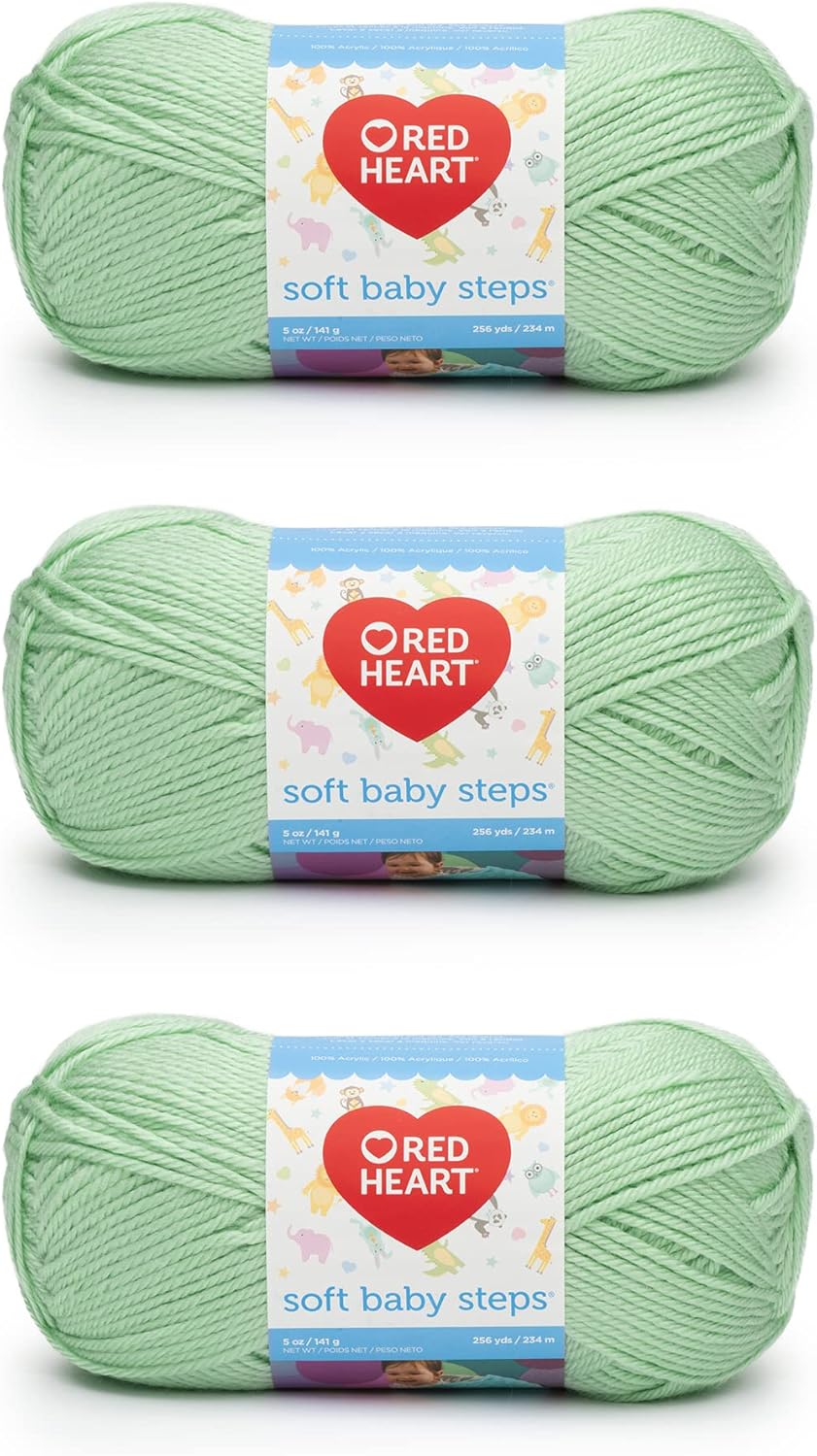 Red Heart Soft Baby Steps Baby Green Yarn - 3 Pack of 141g/5oz - Acrylic - 4 Medium (Worsted) - 256 Yards - Knitting/Crochet