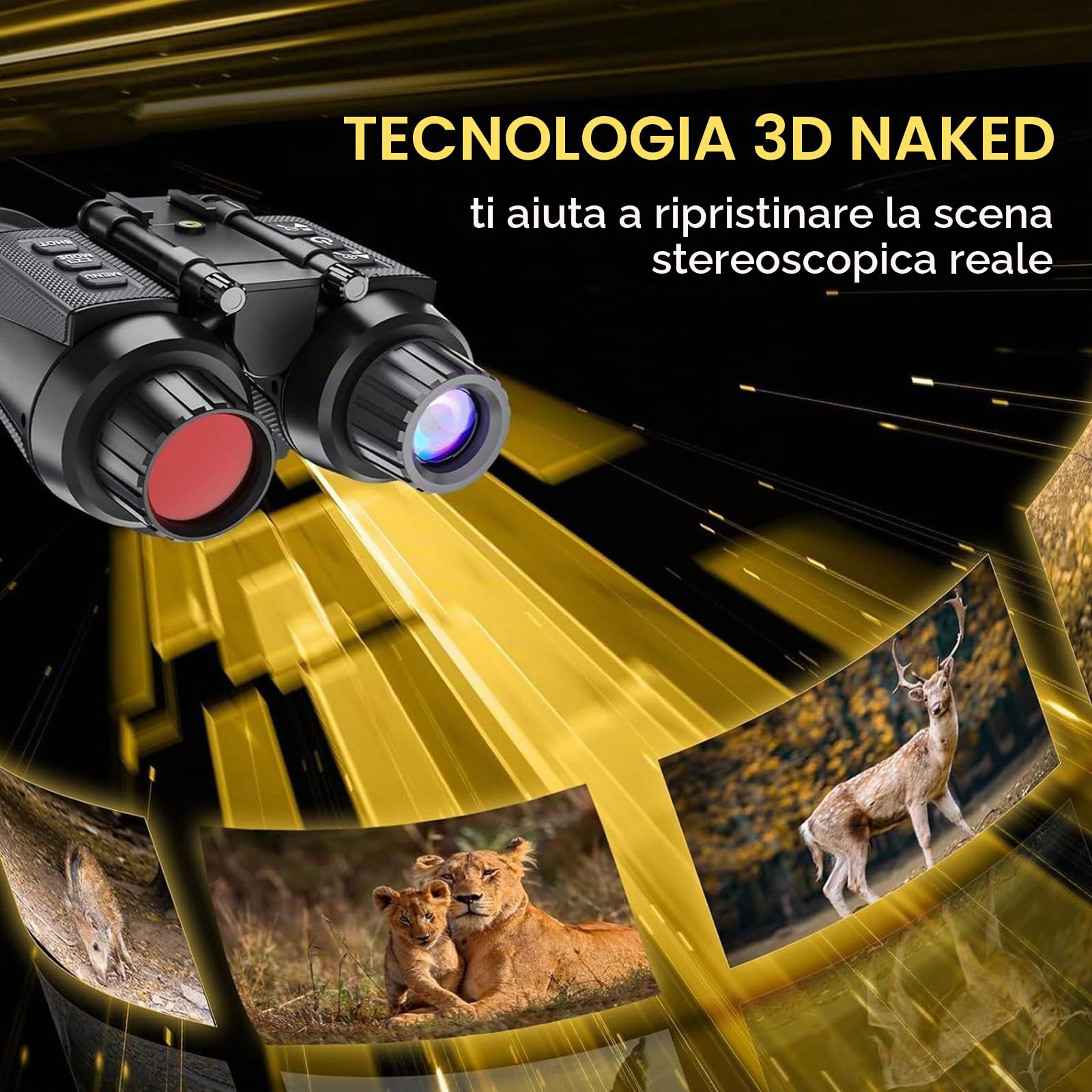 Binocolo Visione Notturna CamZeste 4K Con Batteria 2500mAh, Zoom Digitale 8x, Infrarossi 7 Livelli, Schermo 2.4'' TFT E Scheda 32GB Inclusa - copertina