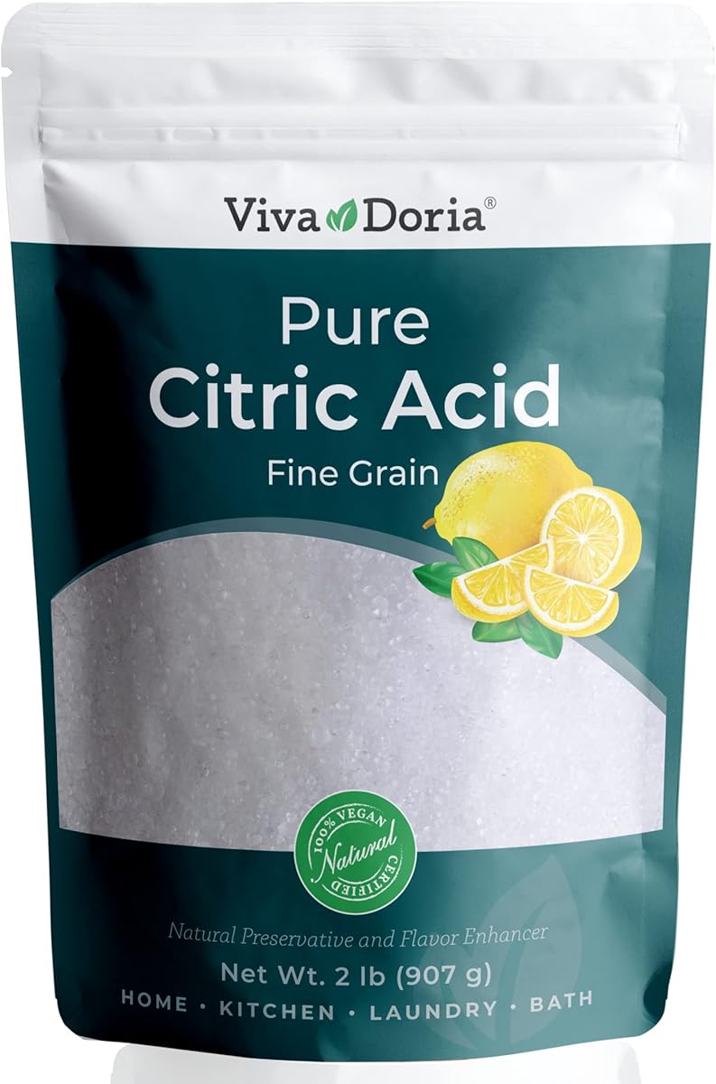 Viva Doria 100% Pure Citric Acid, Food Grade, Fine Grain, 2 lb (907 g)