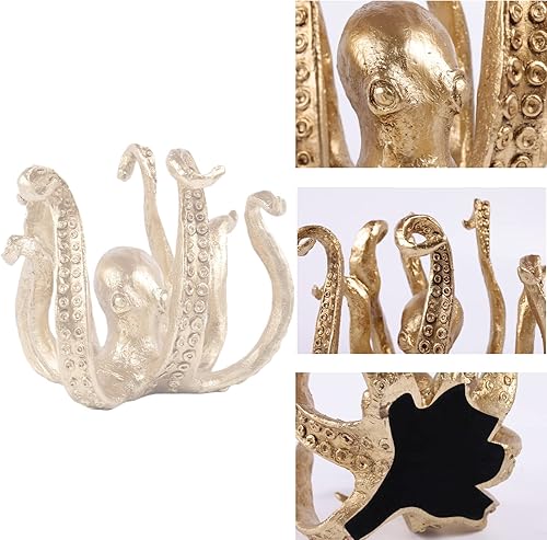 Miniatura 6 de DOVDOV Portavasos de pulpo, soporte de taza de café de pulpo de resina, estatua de pulpo, decoración moderna dorada del hogar, accesorios de bar