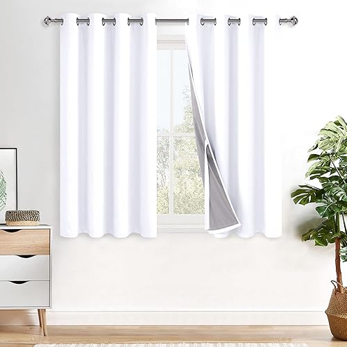 XWZO Cortinas 100% opacas con alzapaños, paneles de ventana completamente sombreados de doble capa, cortinas forradas con aislamiento térmico y