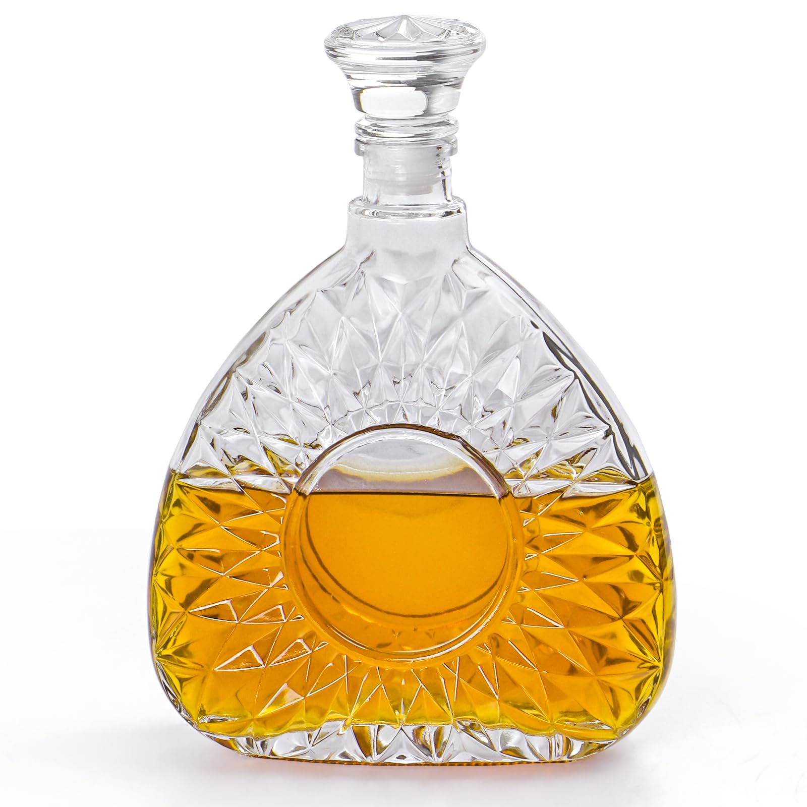BIMUYI Whiskey Decanter, Liquor Bottle, Glass Wine Decanter with Airtight Stopper, 750ml Capacity