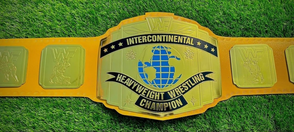 WWF Intercontinental Heavyweight Wrestling Championship Belt, WWF Intercontinental Replica Belt 2mm, Gold/Yellow