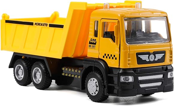 Dump Truck Toy Die Cast Metal Car Construction Truck with Lights and Sound, Micro Toy Truck for 3 4 5 6 Years Old Boys 1 Piece Construction Truck