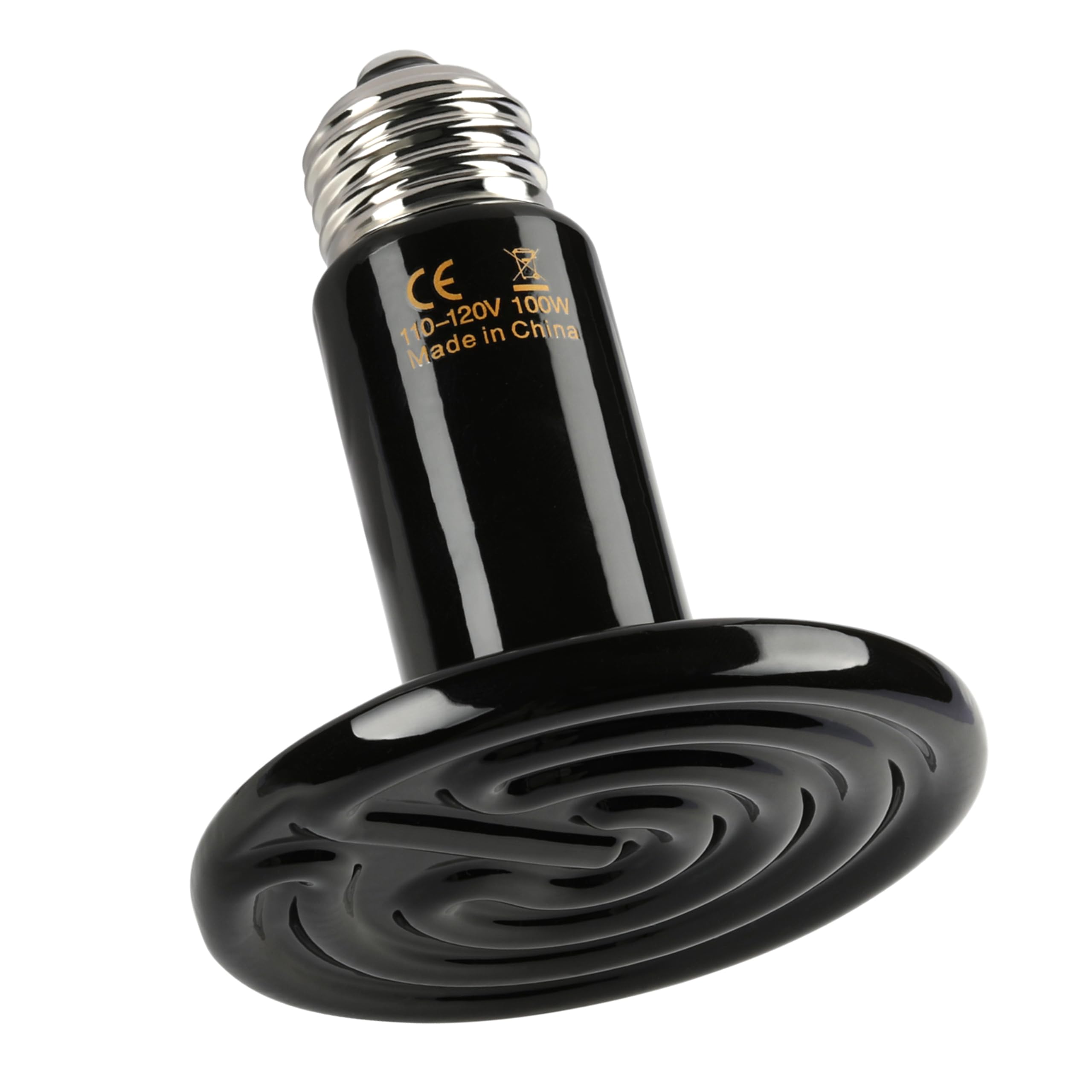 YSSOA 100W Ceramic Heat Emitter, Reptile Heat Bulbs, Ceramic Heat Lamp for Reptiles, Amphibian, Chicken, Dog, Cat, 1 Pack, Black