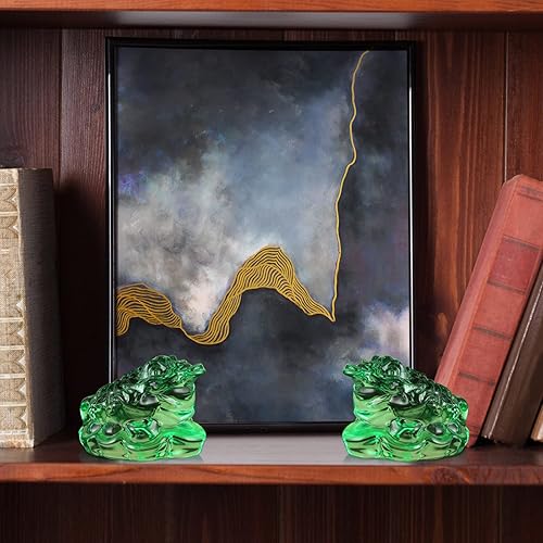 Miniatura 6 de MDLUU Paquete de 2 estatuas de sapo de dinero, ranas de la fortuna de cristal Feng Shui, amuleto de buena suerte para caja registradora, escritorio