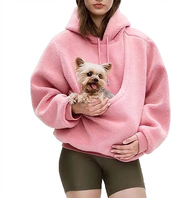 Unisex Pet Pouch Hoodie, Oversized Sweatshirt with Pocket Front Carry Pouch for Small and Cats Cozy Carrying