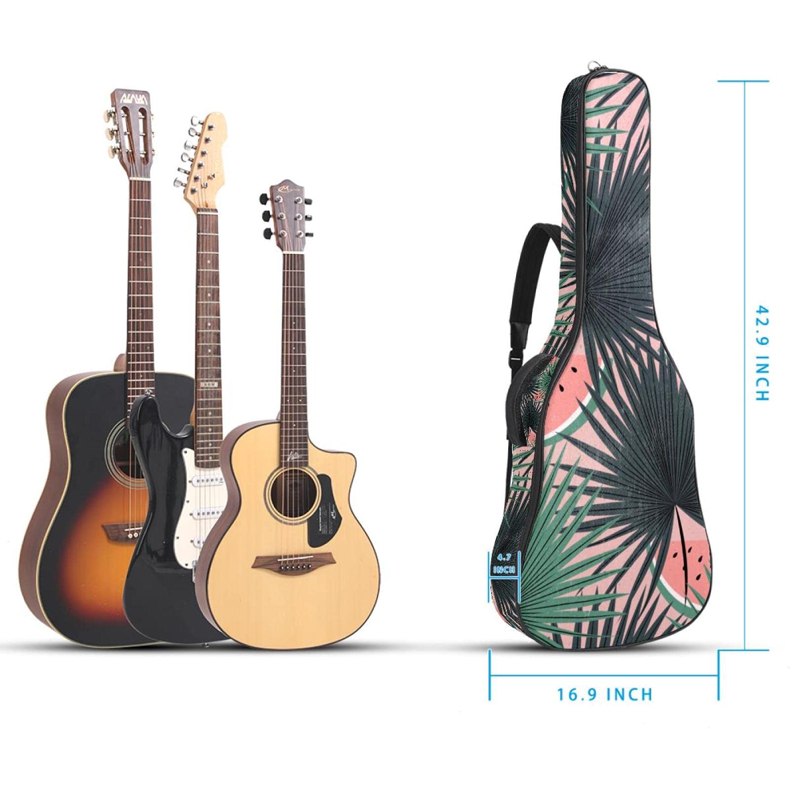 Étui souple pour guitare basse avec boucle de suspension arrière pour guitare électrique, rose pastèque
