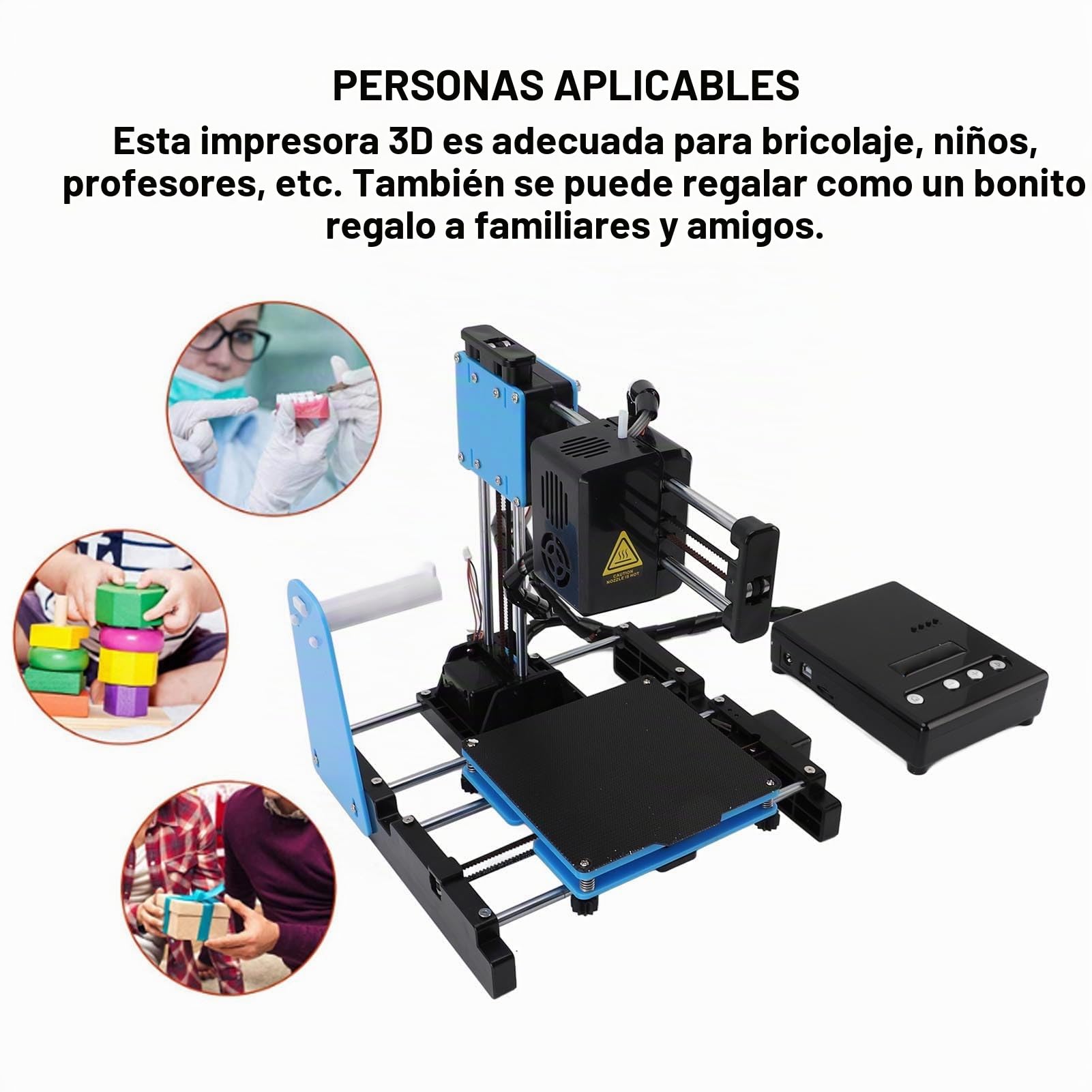 Impresora 3D para Principiantes 10-40 mm/s Mini 3D Impresora con Filamento PLA de 1,75 mm, Magnética Extraíble Tamaño de impresión de 100 x 100 x 100mm