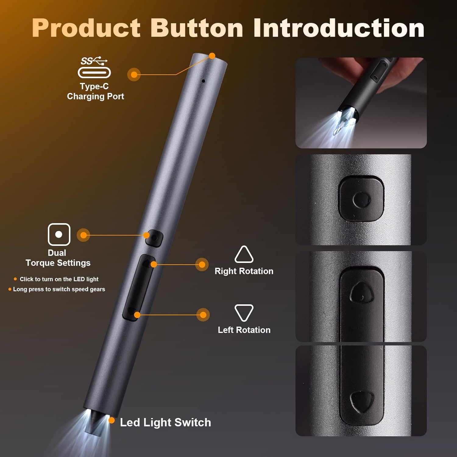 75 IN 1 Cordless Electric Screwdriver Set, Mini Precision Screwdriver Set, S2 Steel Bits, Dual Torque Settings, Type-C Rechargeable & LED Light, Power Screwdriver Repair Tool Kit for Camera Laptop