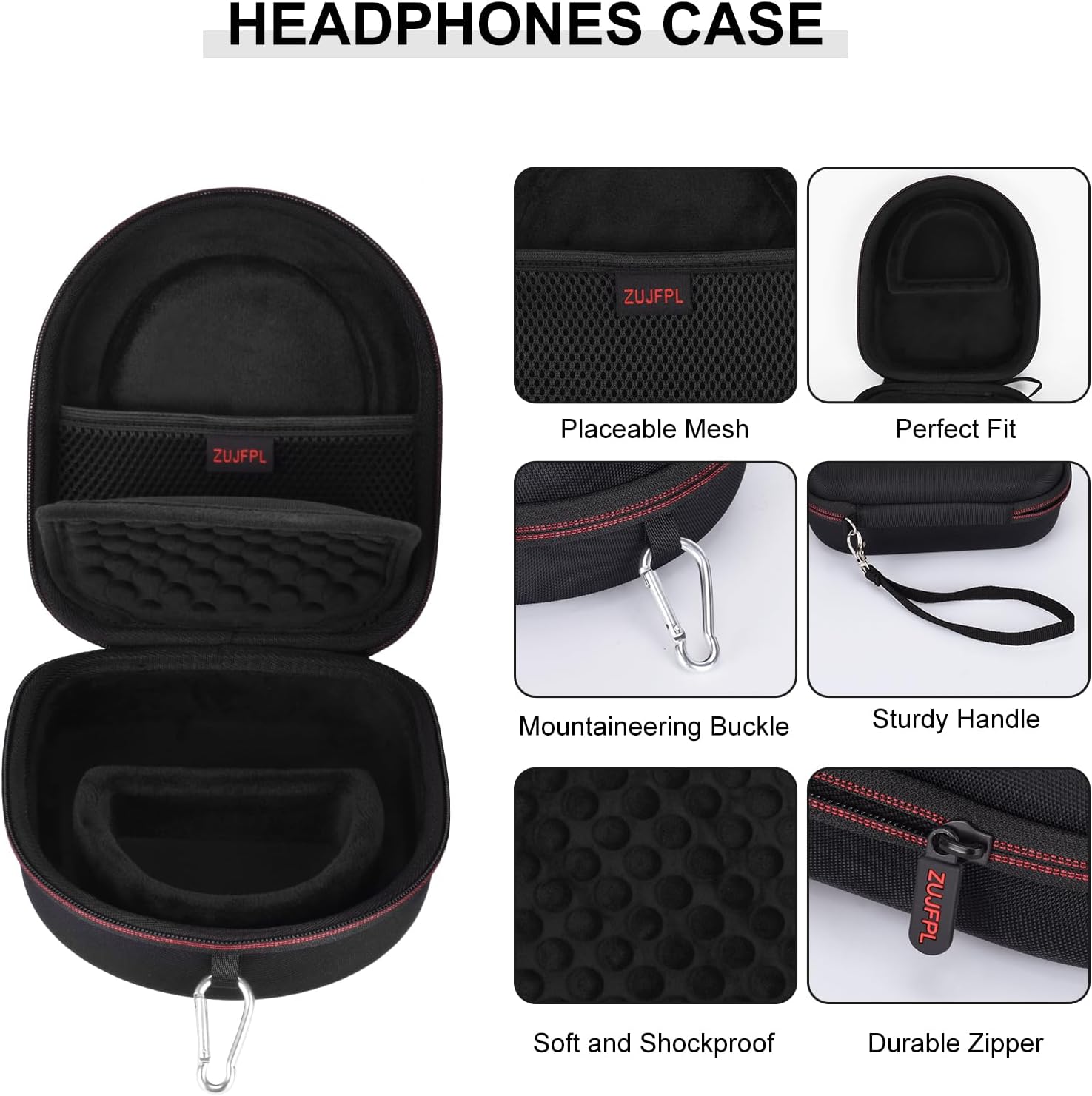 EVA Hard Case for Sony WH-CH510 WH-CH520, JBL Tune 510BT 500BT Live400BT Noise Canceling Wireless Headphones, Premium Travel Protective Carrying Storage Bag for Edifier W820NB Plus (Black) - Image 3