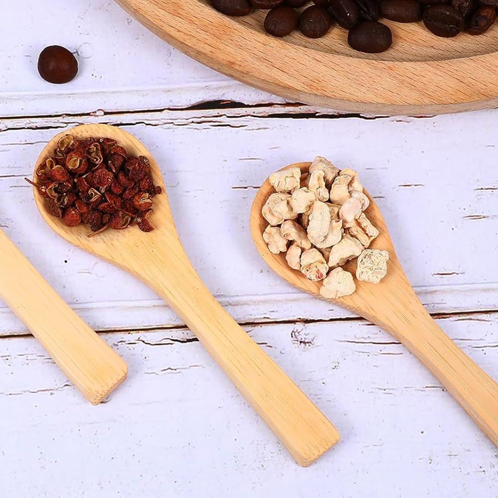 20 Stück Küchenlöffel aus Holz, Suppenlöffel aus natürlichem Holz, langer Griff, Honigkaffee, Milchlöffel, Gewürzlöffel, Geschirr, Honig-Teelöffel, geeignet für Gewürze, Eis, Kuchen