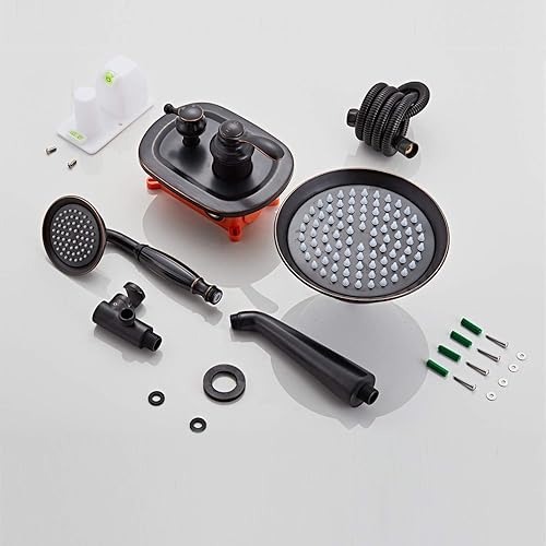 Miniatura 8 de Sistema de ducha de bronce aceitado, juego de grifo de ducha de techo para baño con cabezal de ducha de lluvia de alta presión de 8 pulgadas y