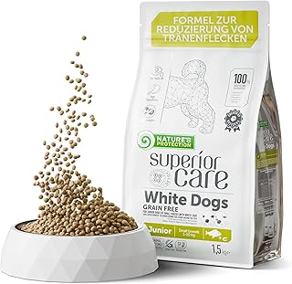 Nature's Protection Superior Care Hundefutter Trocken Getreidefrei für Kleine & Mini-Rassen - Welpenfutter mit Weißfisch für weiße Hunde, Entfernt Braune Tränenflecken 1.5kg product image