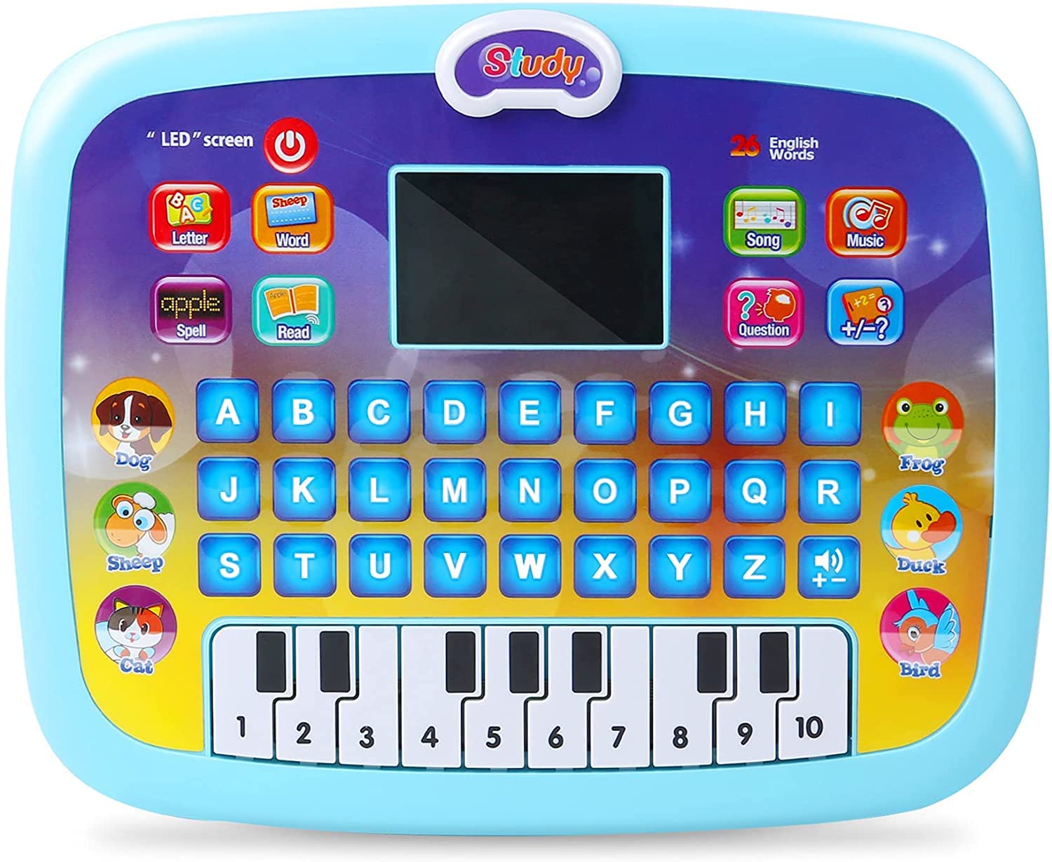PLUSPOINT Intelligence Book English Letters & Words Learning Sound Book Fun Educational Toys, Activities with Numbers, Shapes, Animals Phonetic Learning Book for Toddlers. (E-Tab, Multicolour)