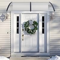 Vista 2 de Goplus Awnings for Doors, 80" x 40" Window Awning with Rain Snow Sunlight UV Protection, UPF 50+,Hollow Sheet, Outdoor Overhead Awning Canopy
