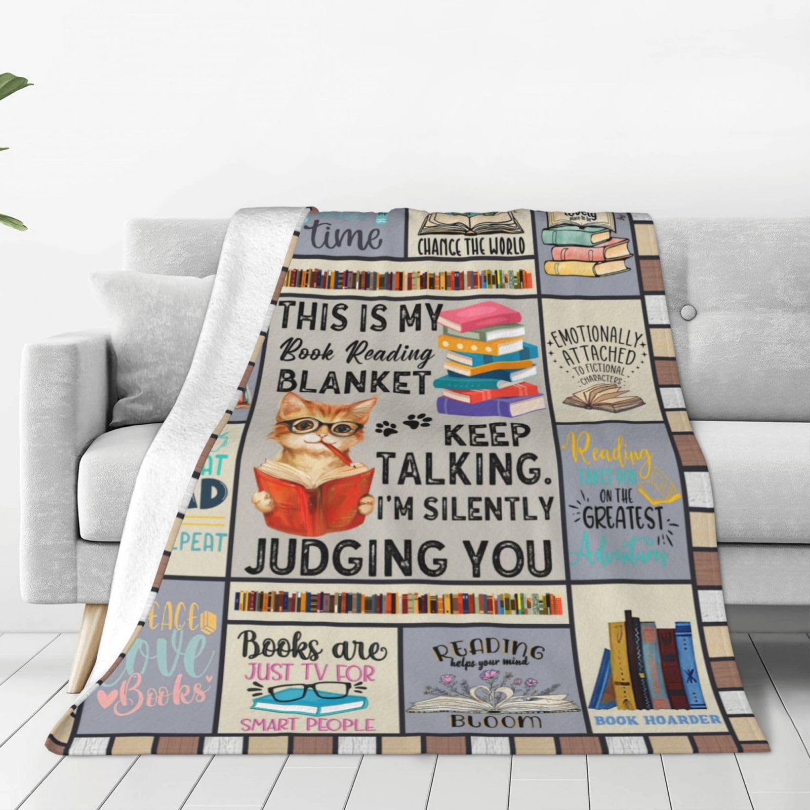 Couverture de lecture FJAUOQ pour lecteur - Plaid littéraire 152x127 cm