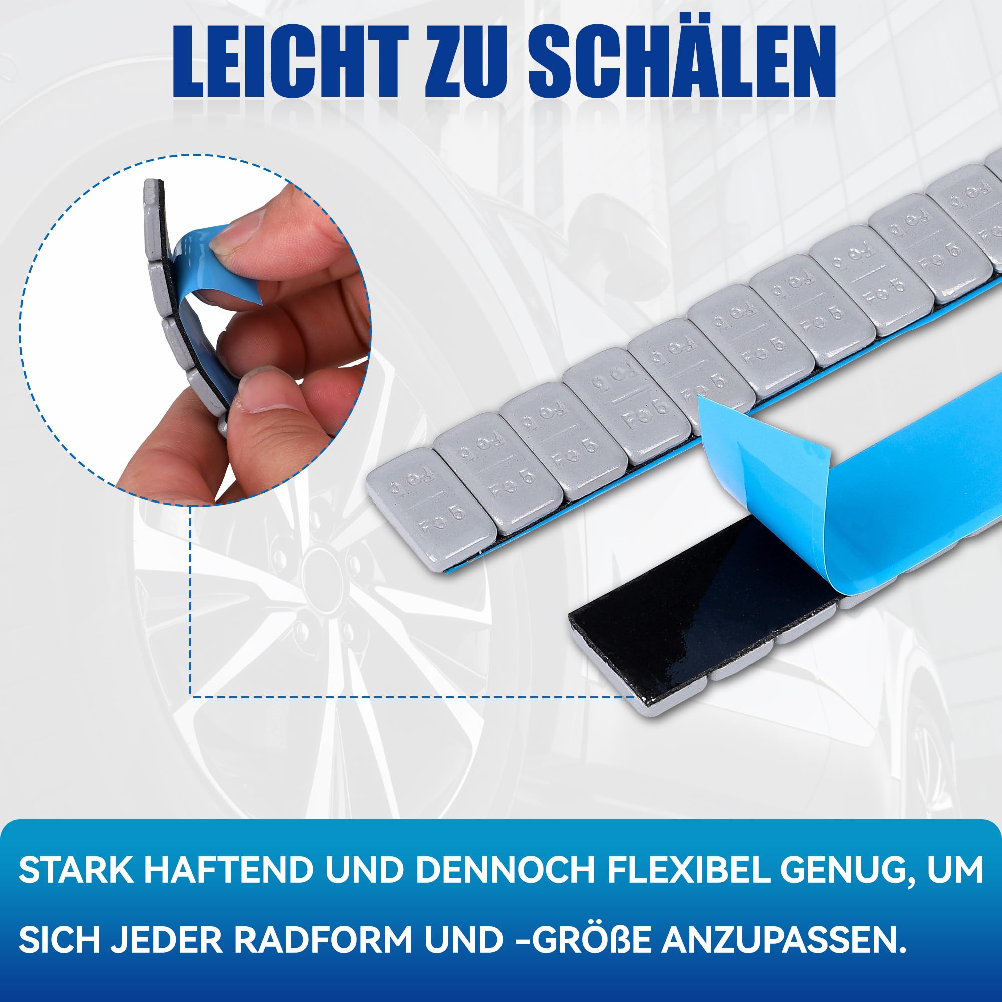 Generisch 6kg Auswuchtgewichte Klebegewichte Rolle | 1200x5g Stahlgewichte für Alufelgen,Verzinkt Kunststoffbeschichtet,Selbstklebende Radgewichte für PKW,Motorrad,Modellbau