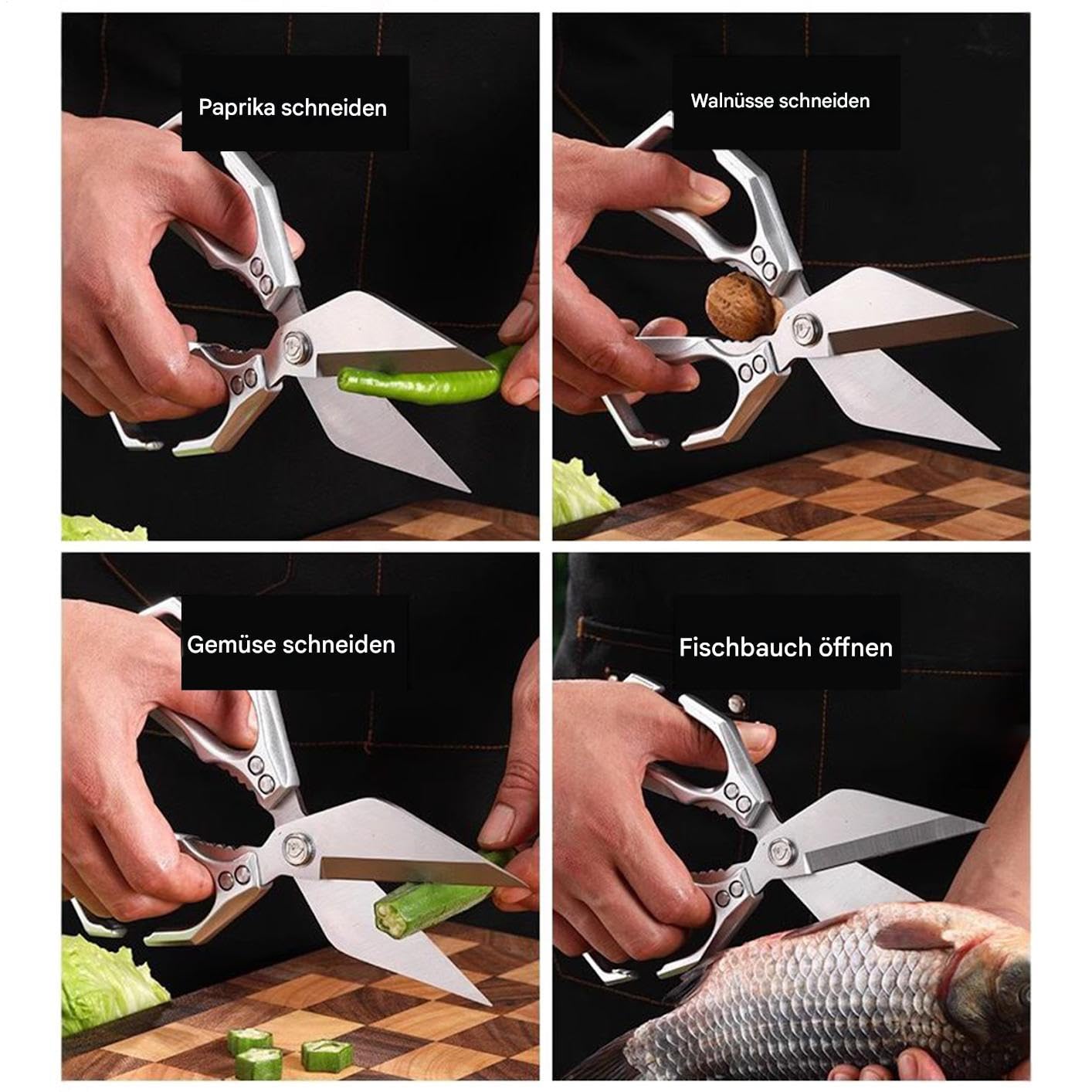 Tijeras de Cocina Abre Nueces Cortador Antideslizante Frutas Verduras Pato | Tijeras de Cocina de Acero Inoxidable para Carne para barbacoa camping pesca repostería picnic cocineros