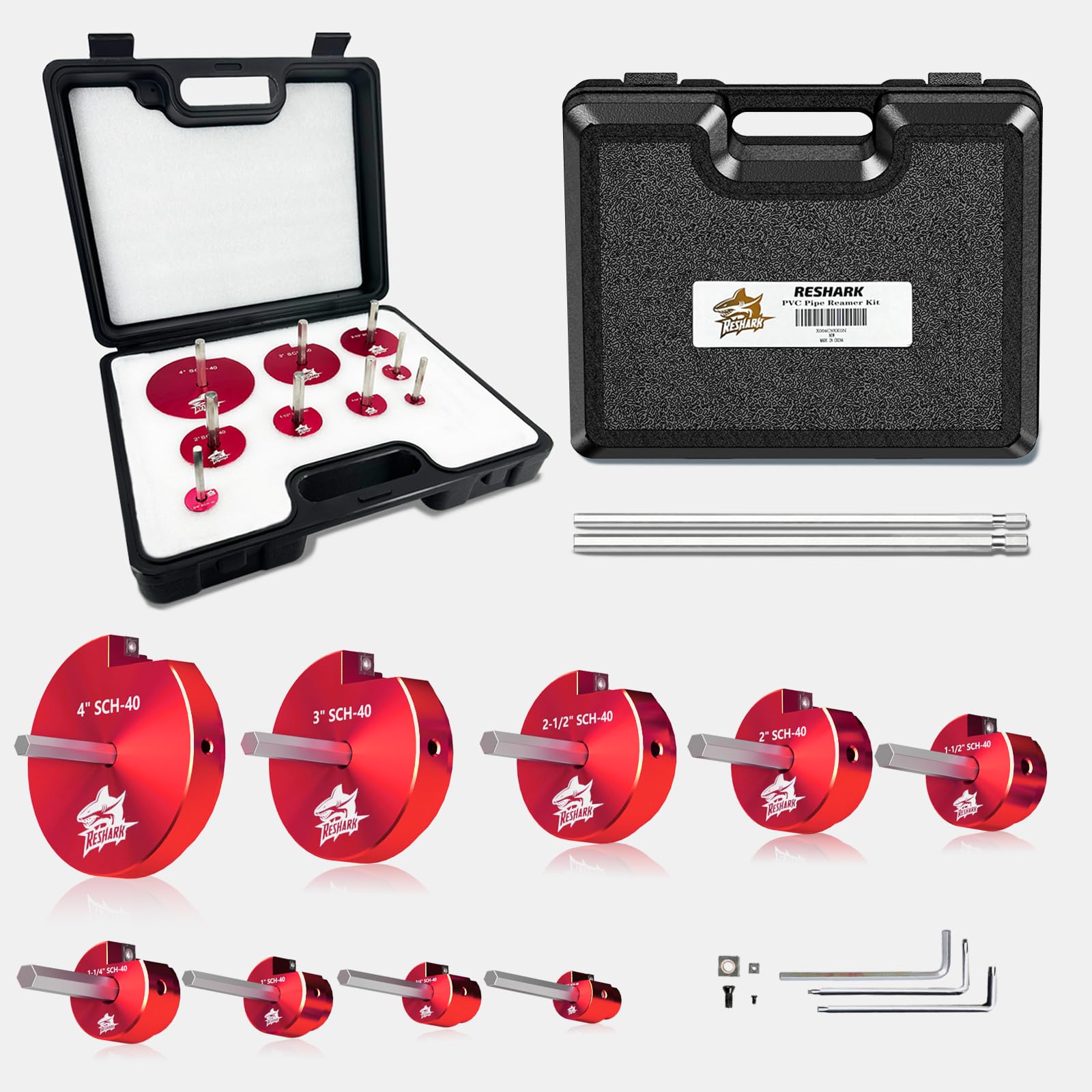 9 Pcs PVC Pipe Reamer Kit,with 11.5" Extension,Plastic Pipe Fitting Reamer