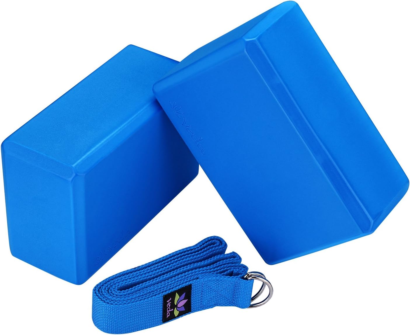 Foam Blocks (Set of 2) Plus Strap with Metal D-Ring – Standard Studio Size 9″ x 6″ x 4″ (Blue)