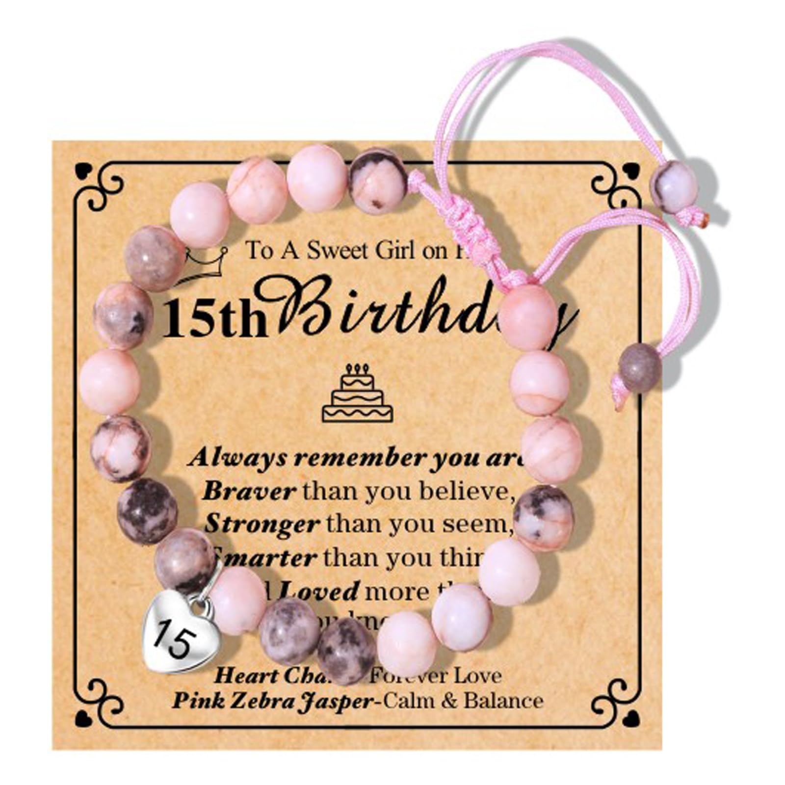 Chuchoter To My Daughter/Granddaughter/Niece Bracelet,Sweet Heart Natural Stone Beaded Bracelet For girl,Birthday Christmas Valentines Graduation