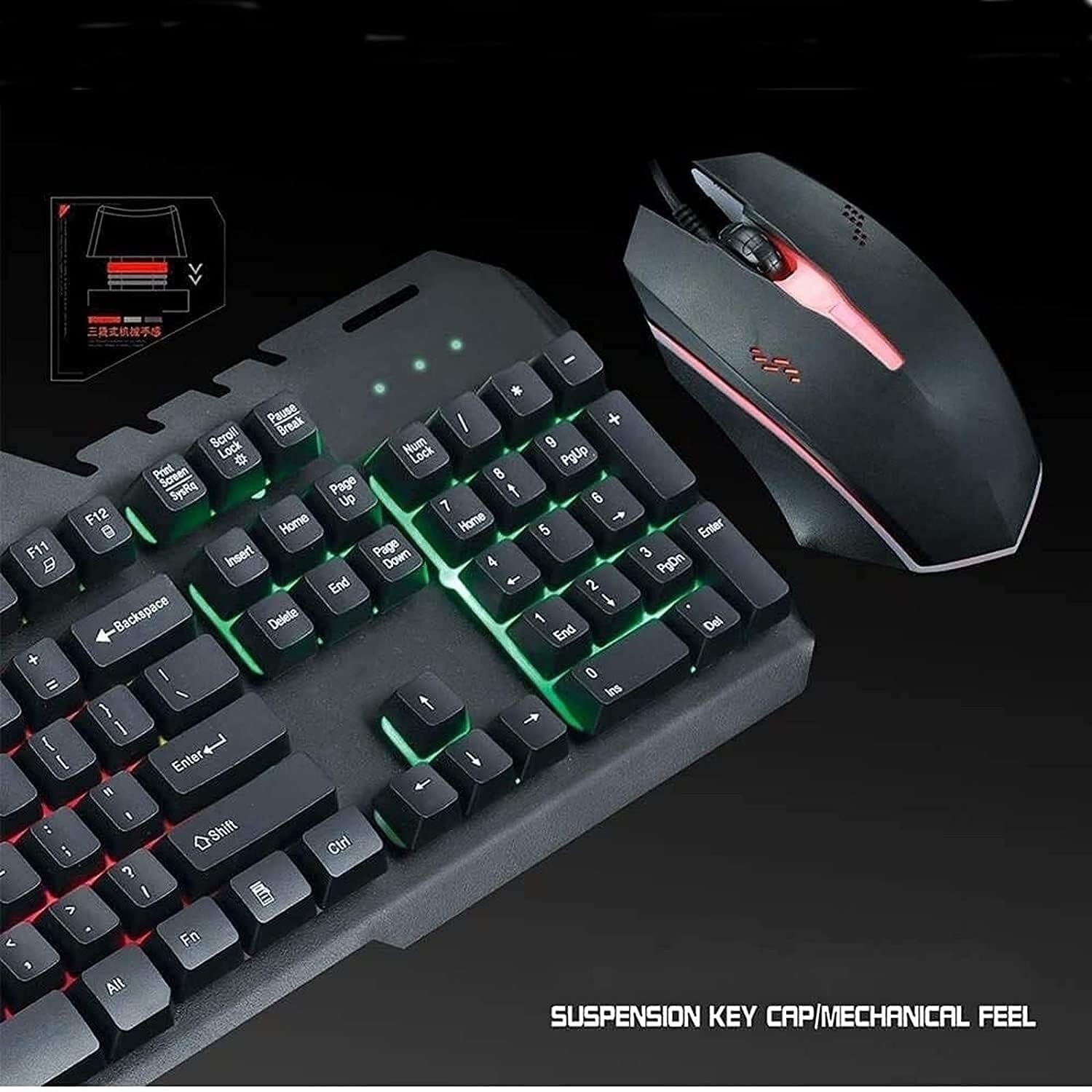 Mechaniczna klawiatura i mysz RGB Game 104-klawiszowy niebieski przełącznik