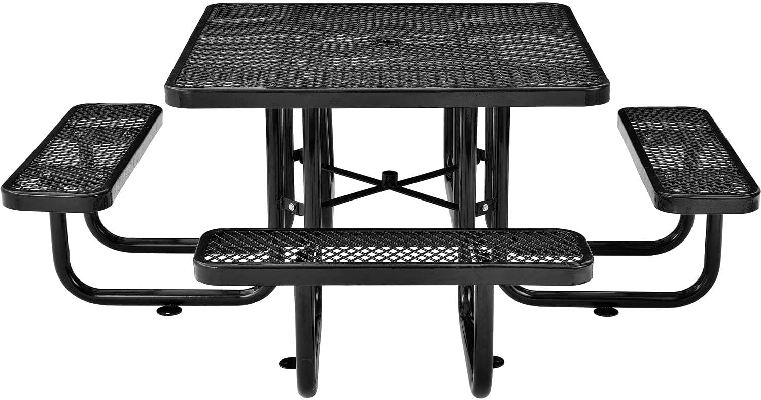 Global Industrial 46" Expanded Metal Square Picnic Table, Black : Patio, Lawn & Garden