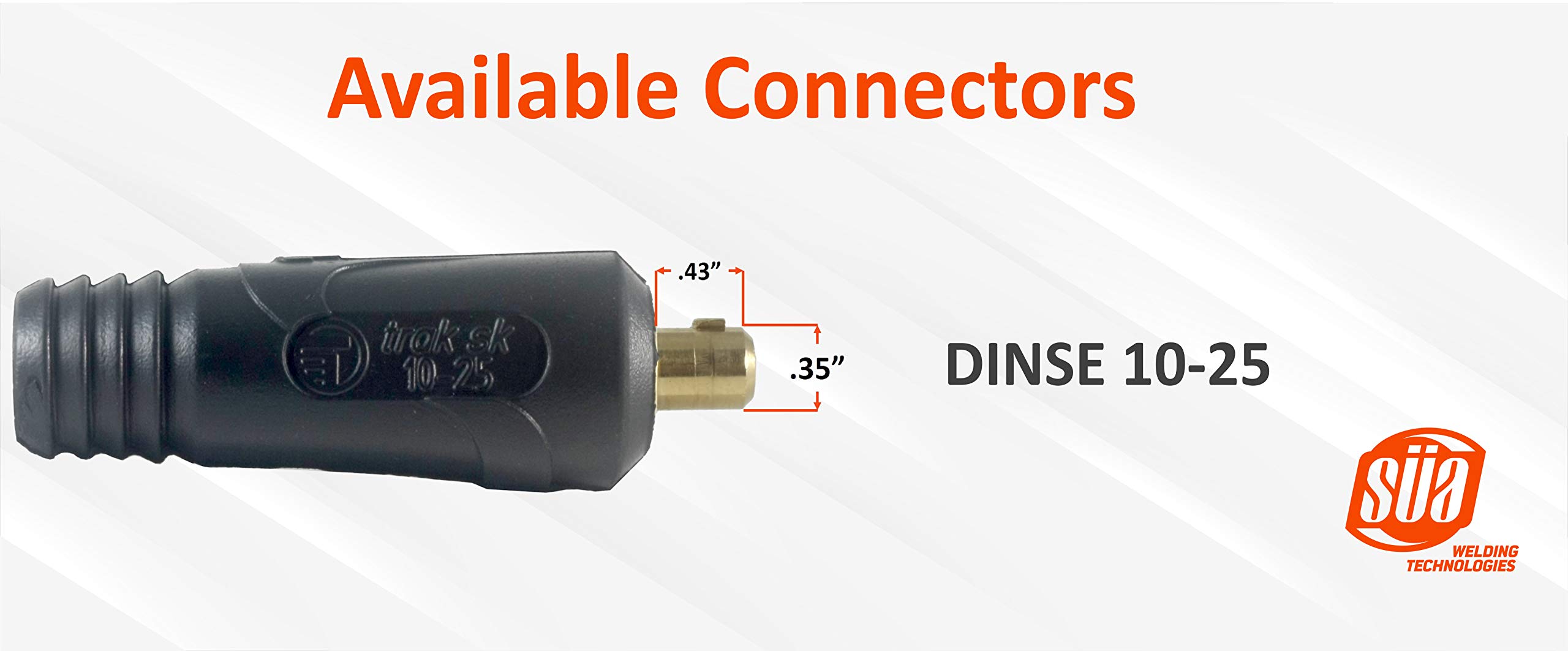 SÜA® - Extensión de cable de soldadura de 150 amperios - Conectores Dinse 10-25 macho/hembra - Cable #4 AWG (25 pies)