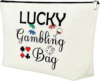 Funny Gambler Gift Idea Makeup Bag Lucky Casino Bag Gift for Gambler Casino Lovers Cosmetic Bag Christmas Birthday Gift for Gambler Friends Her Retirement Gift for Grandma Travel Makeup Pouch