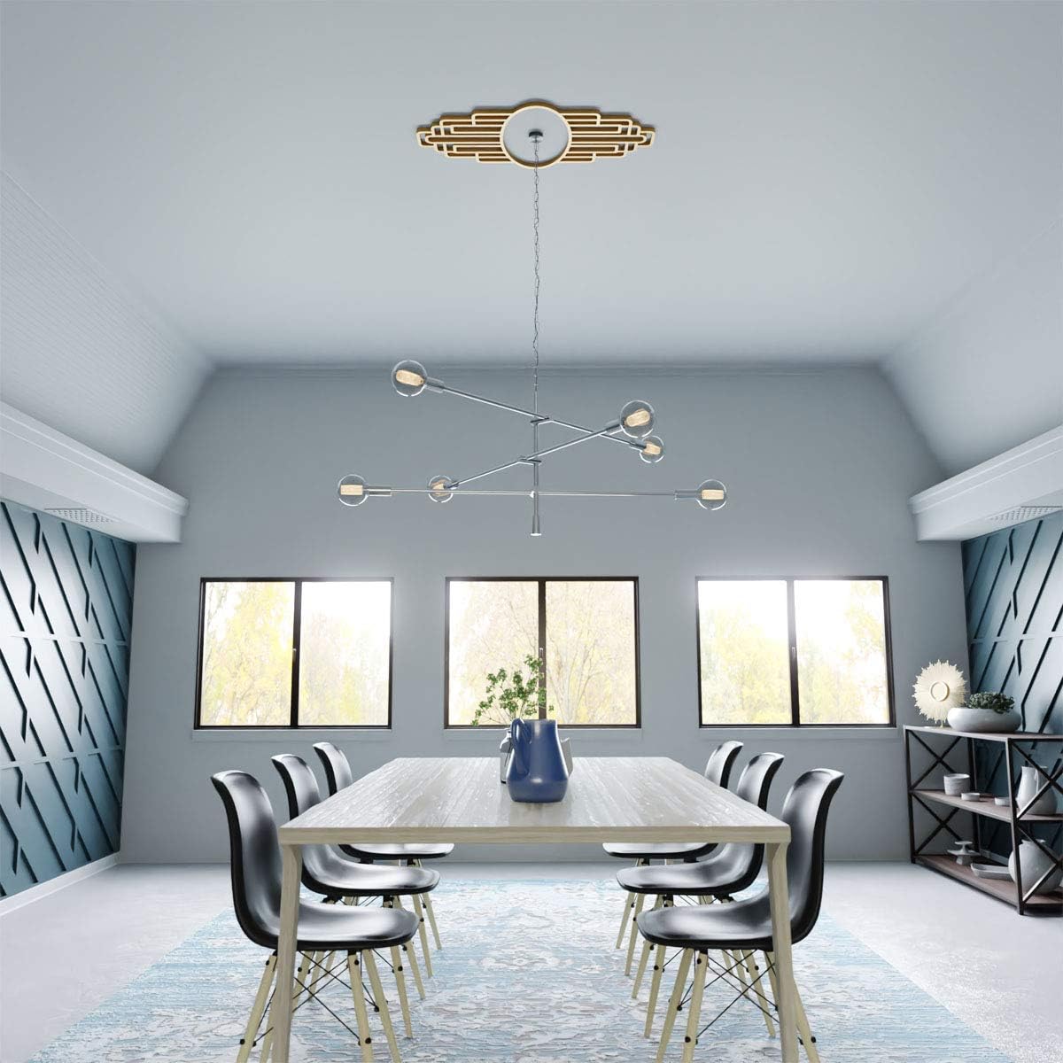 Ekena Millwork CMPP32X16EBSGO Elizabeth Architectural Grade PVC Pierced, Gold Urethane Ceiling Medallions 32"W x 16"H x 15 1/8"IH x 8 3/4"IW x 1"P