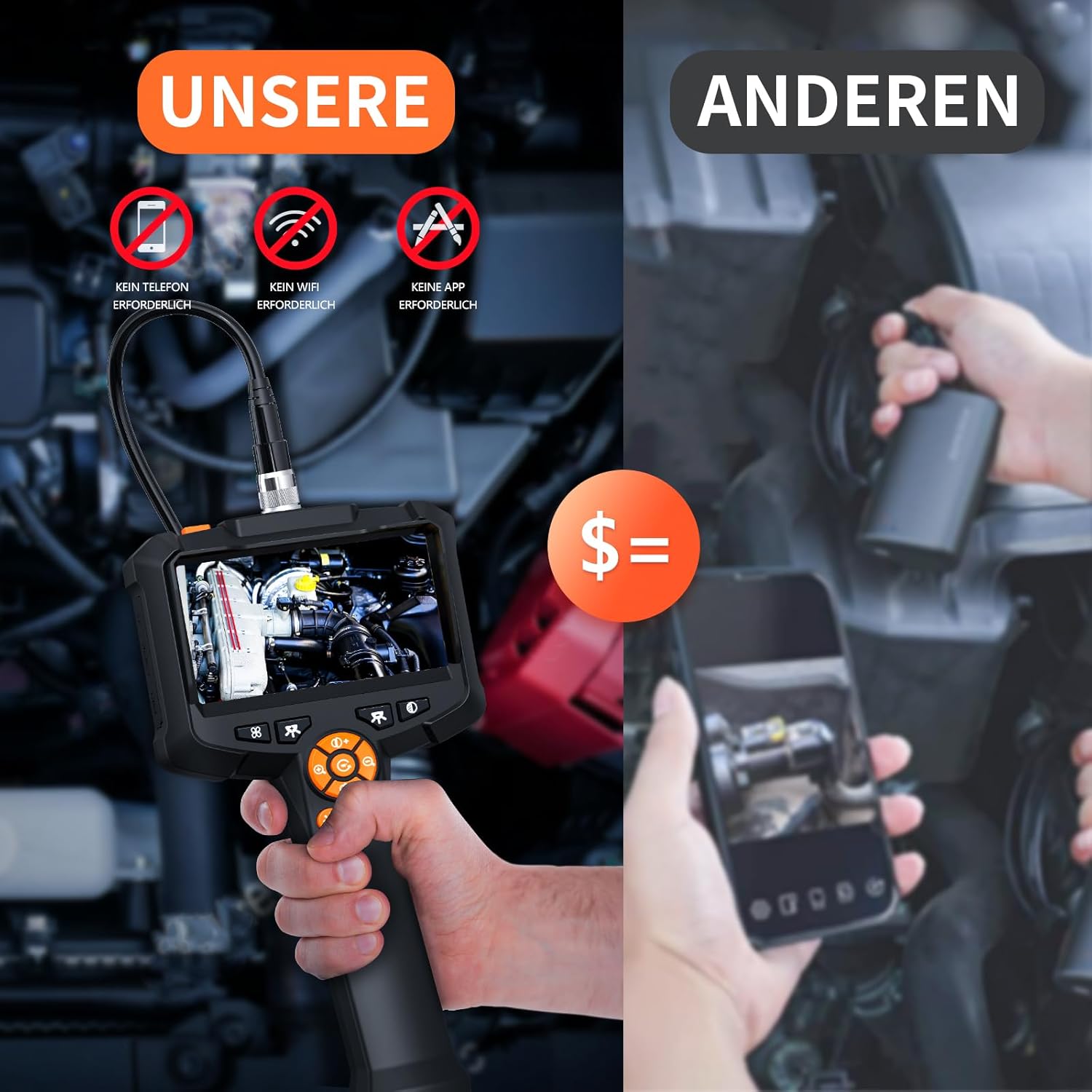 Daxiongmao Boroskop: 1080P HD Endoskop-Kamera für präzise Inspektionen – Flexibel, wasserdicht und perfekt für Tech-Enthusiasten!