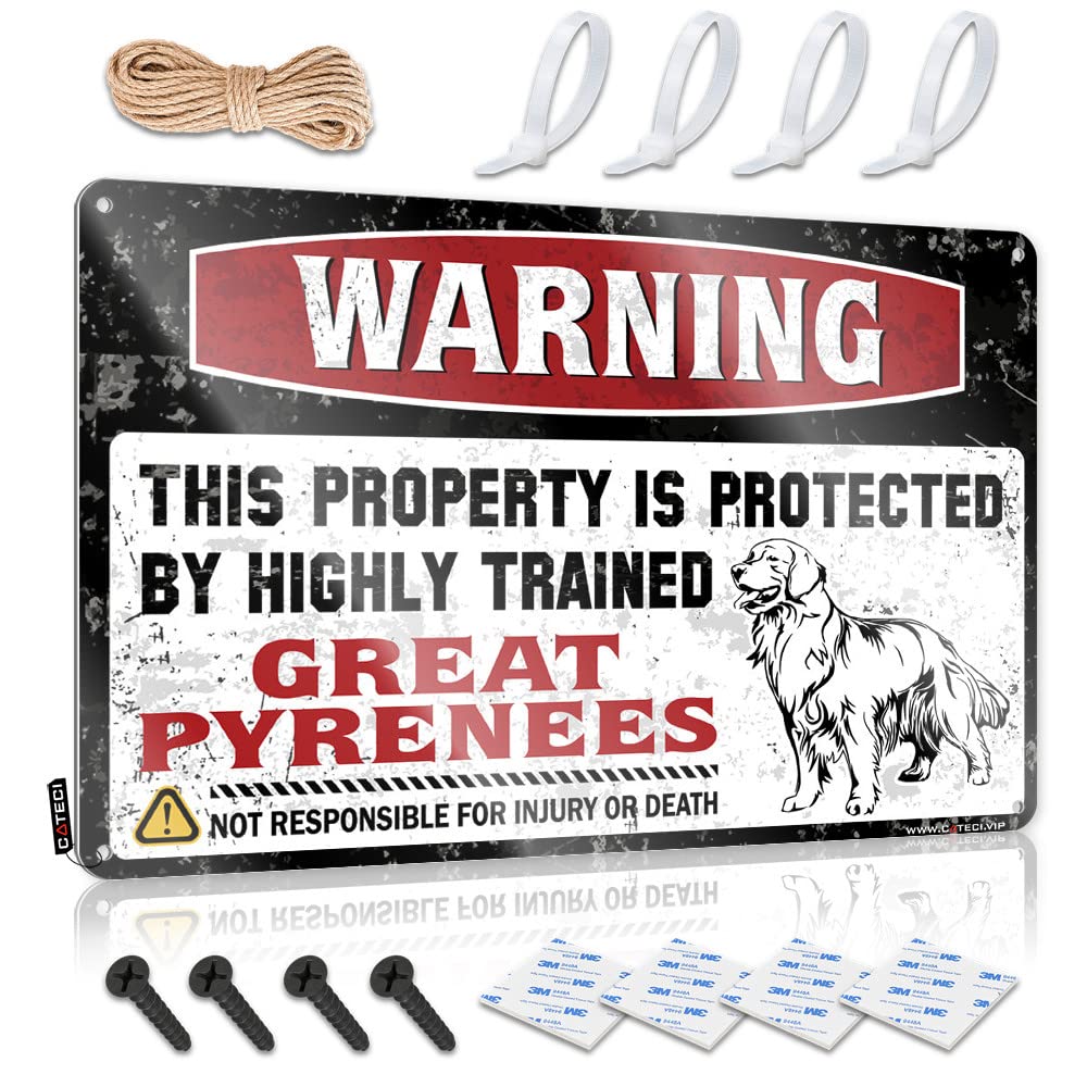 Man Cabe Decor Warning This Property Is Protected By A Highly Trained Great Pyrenees Tin Sign Cool Signs For Bedroom Funny Sogns(20X30CM)
