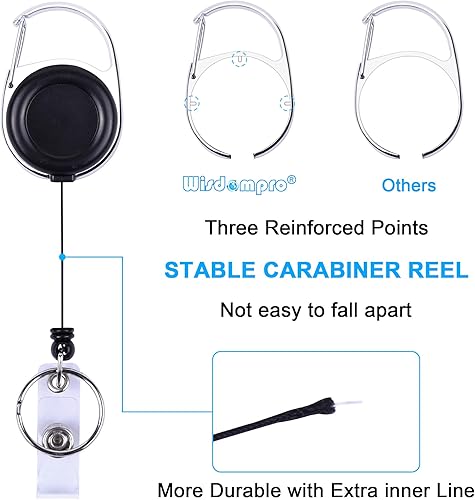 Miniatura 3 de Wisdompro Soporte para tarjetas de identificación con carrete retráctil, paquete de 2 portatarjetas de identificación transparente vertical de doble