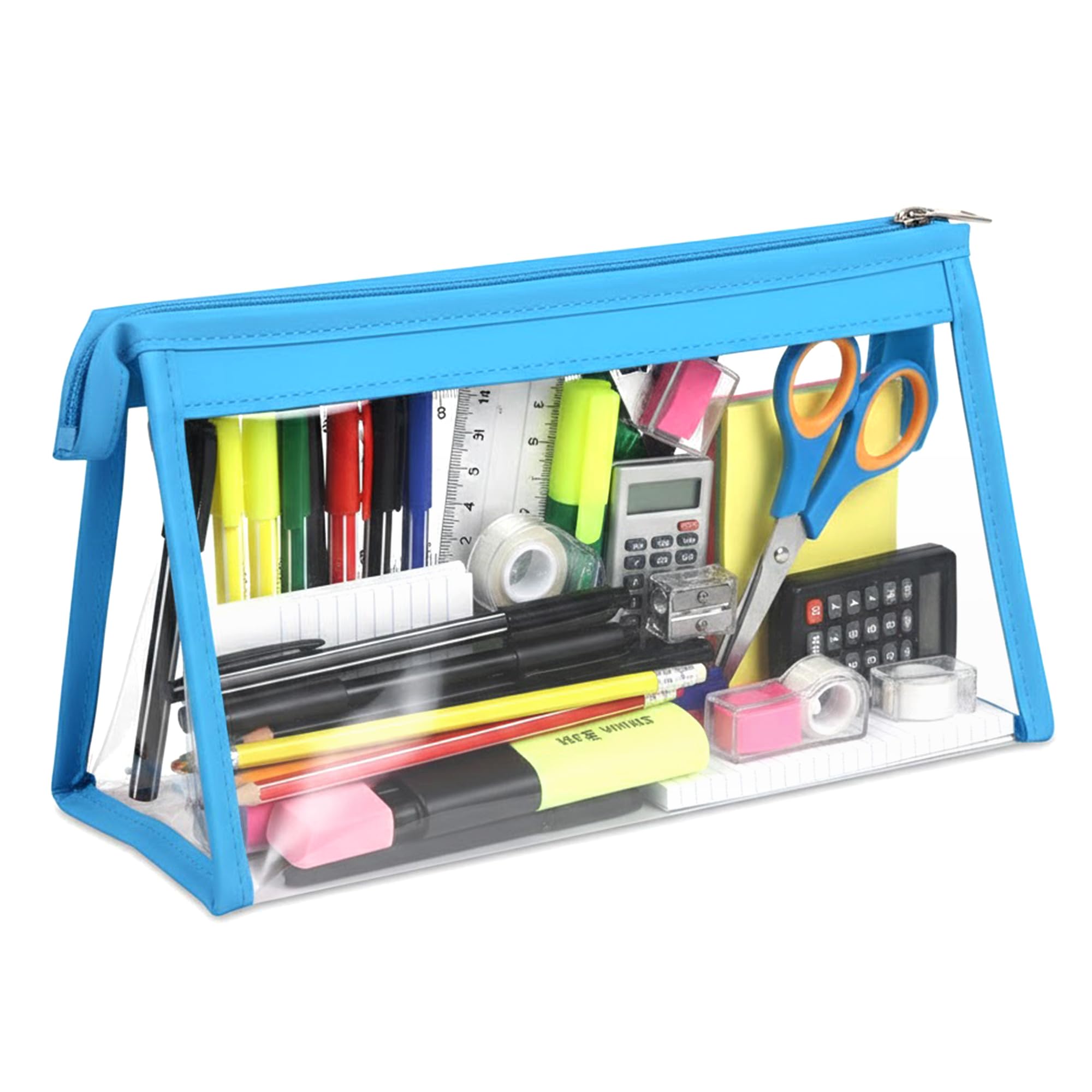GLUN® Transparent Utility Pouch 1 Piece, Stylish Zipper Bag for Stationery, Cosmetics, Office & College Essentials