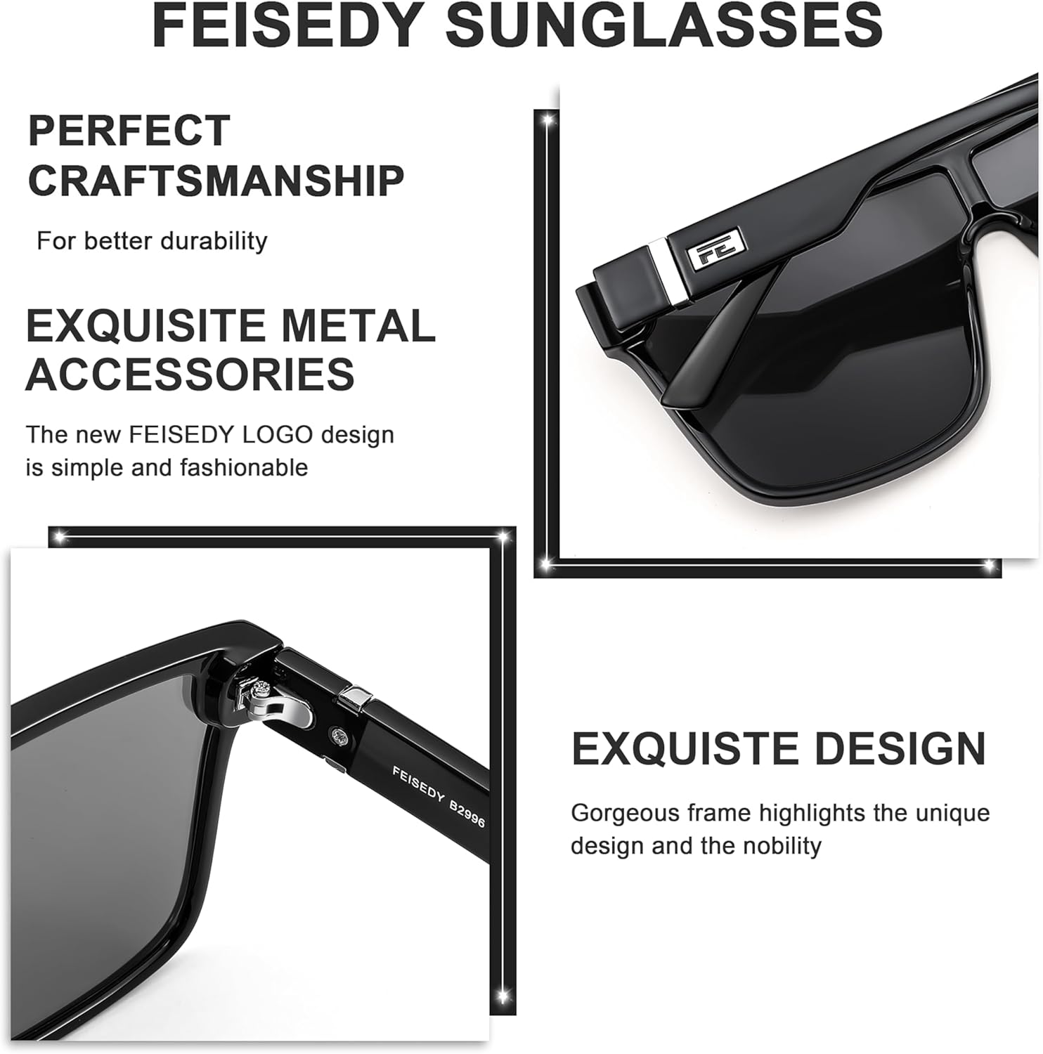 FEISEDY Sunglasses for Women Men, Fashion Mirrored Single Lens, Driving Beach Sunnies UV400 Shades B2996 - Image 3