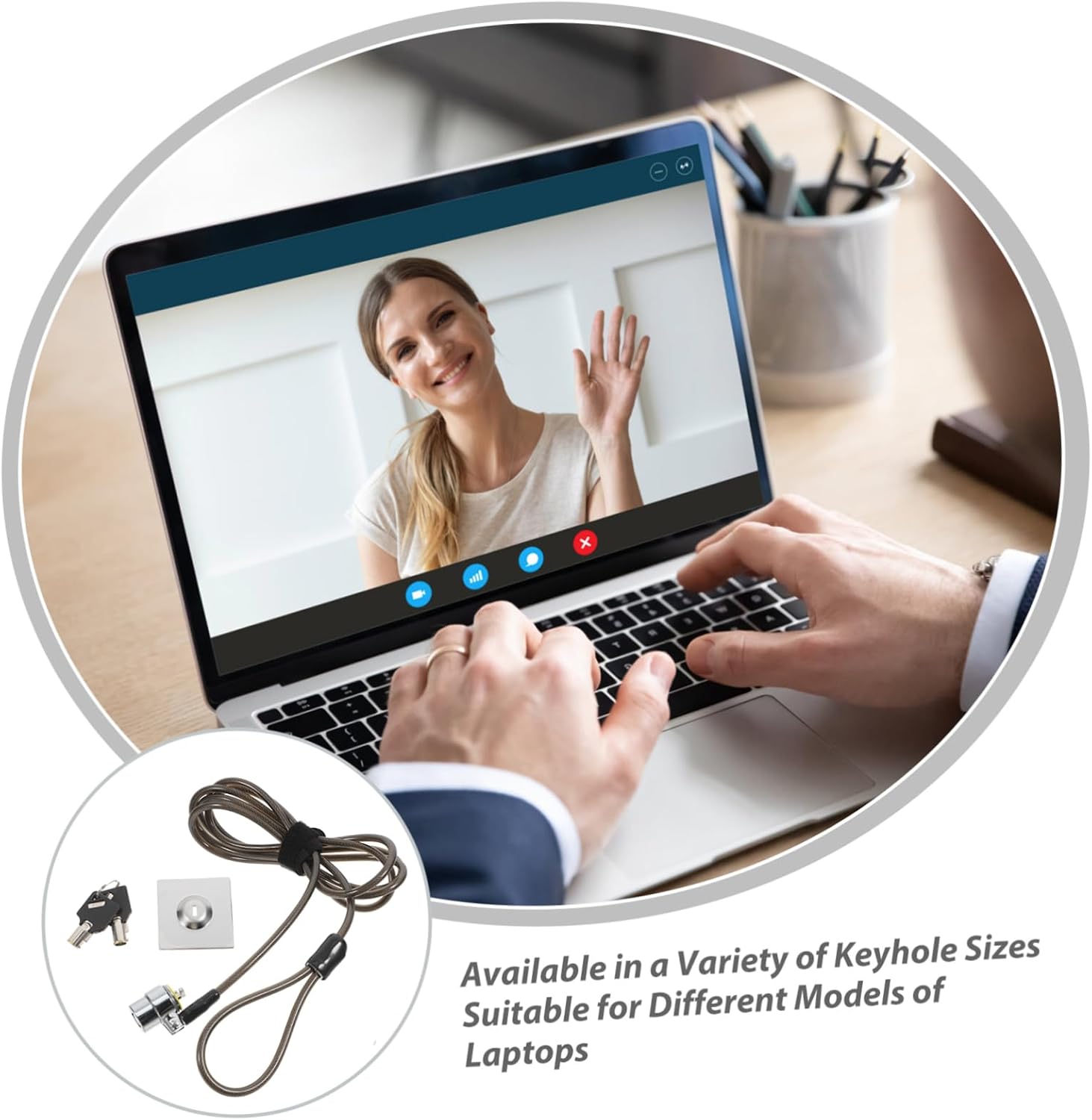 DOITOOL 2m Creative Thickened Laptop Lock Buckle Security Cable for Home Office Use Protects Notebook and Desktop Devices from Theft