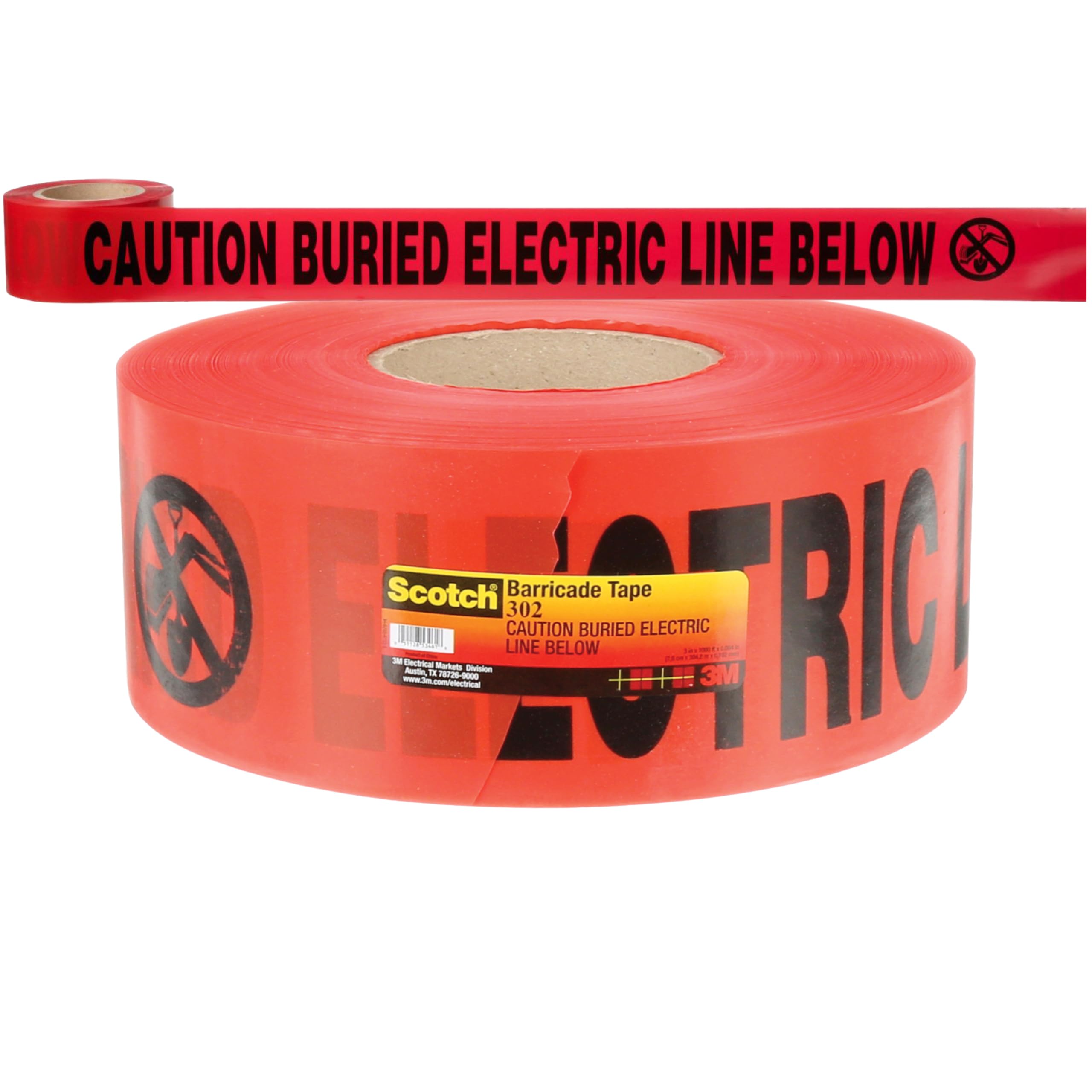Scotch barricada cinta 300, diseño con texto "Caution, 3" Ancho, 1000 pies Longitud (Pack de 1)