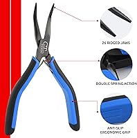 Vista 2 de Alicates de hueso de pescado/pinzas de acero inoxidable curvadas con agarre antideslizante negro