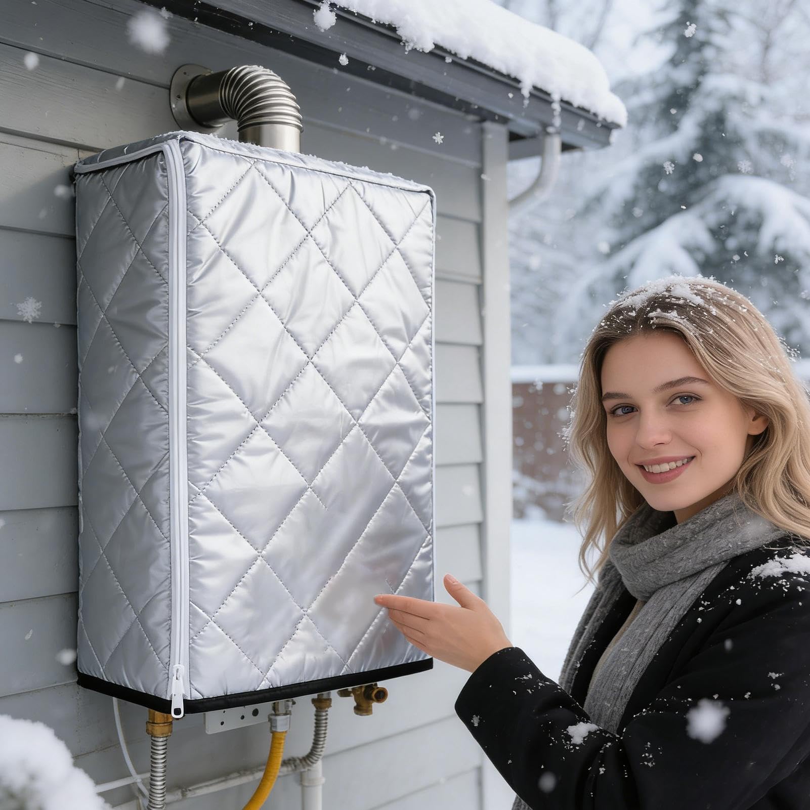 Copertura per Scaldaacqua Istantaneo | Protezione Per Elettrodomestici Da Cucina - Protezione Esterna Per Scaldabagno Senza Serbatoio - Per Ambienti Esterni Freddo Pioggia Neve Inverno Giardino Cortil