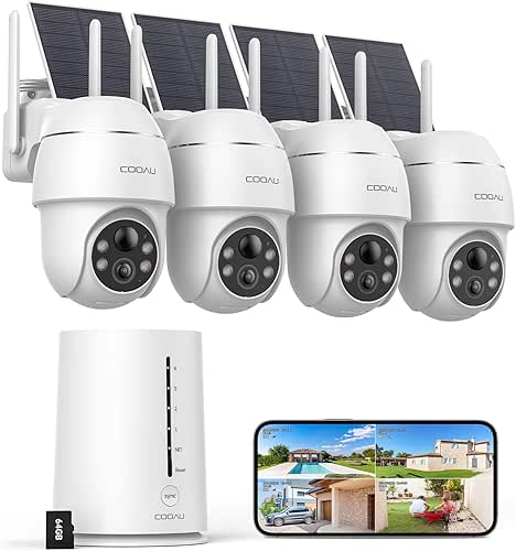 COOAU 4MP Cameras for Home Security, Solar Security Camera Wireless