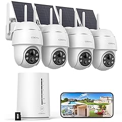 COOAU Cameras for Home Security Outdoor,4MP Solar Security Camera Wireless System,4 Cam-Kit,360° Pan & Tilt,Color Night Vision,Motion Detection,No Monthly Fee,Siren Alarm,IP66,64GB Memory Card