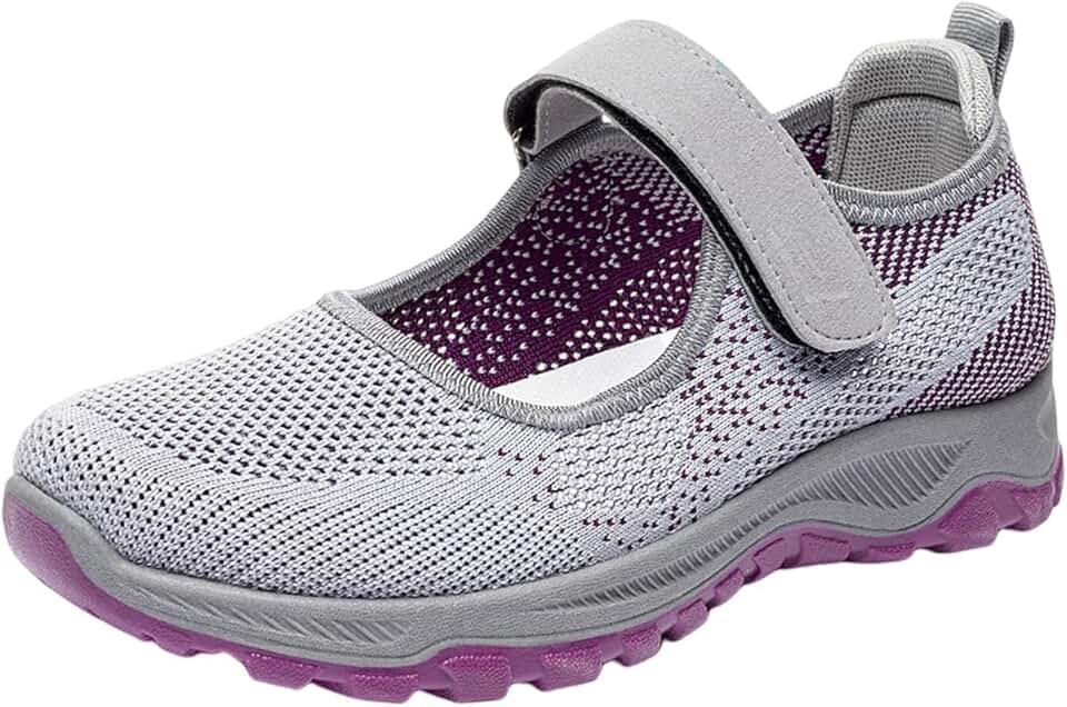 Tênis feminino de malha para idosos, respirável, antiderrapante, para o, sapatilha leve, tênis de caminhada, tênis esportivo para jogging, 40 cinza