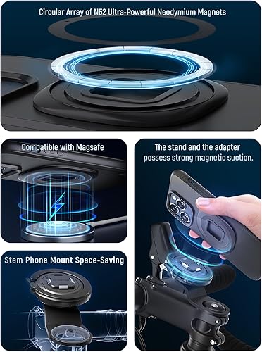 Miniatura 4 de sincetop Soporte magnético para teléfono de bicicleta Serie Q Quad - Soporte para teléfono de bicicleta de montaña - Bloqueo y liberación rápidos -