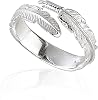 Solid 925 Sterling Silver Angel Wing Feather Adjustable Ring Size L-R Gift Boxed