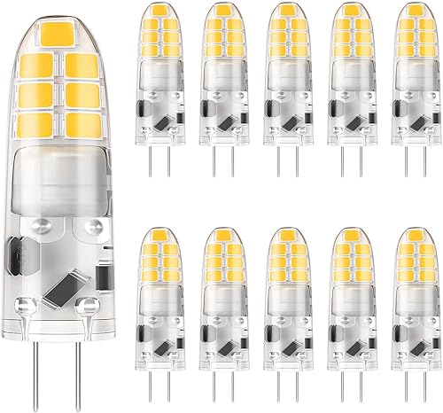 DiCUNO Bombilla LED G4 de 12 V, bombillas base JC bi-pin de 2 W, blanco natural 4000 K, reemplazo halógeno T3 de 20 W LED para luz de paisaje,